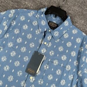 Pendleton Shirt Mens Large Blue Geometric Short Sleeve Button New Casual
